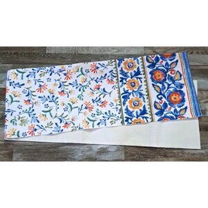 Food Network Table Runner Blue Orange Red Flowers Boho Summer Spring 71x13